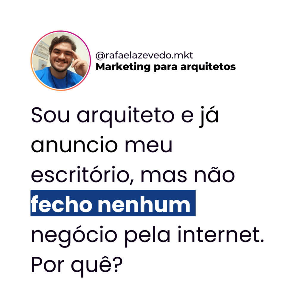 Post referente ao Marketing para Arquitetos
